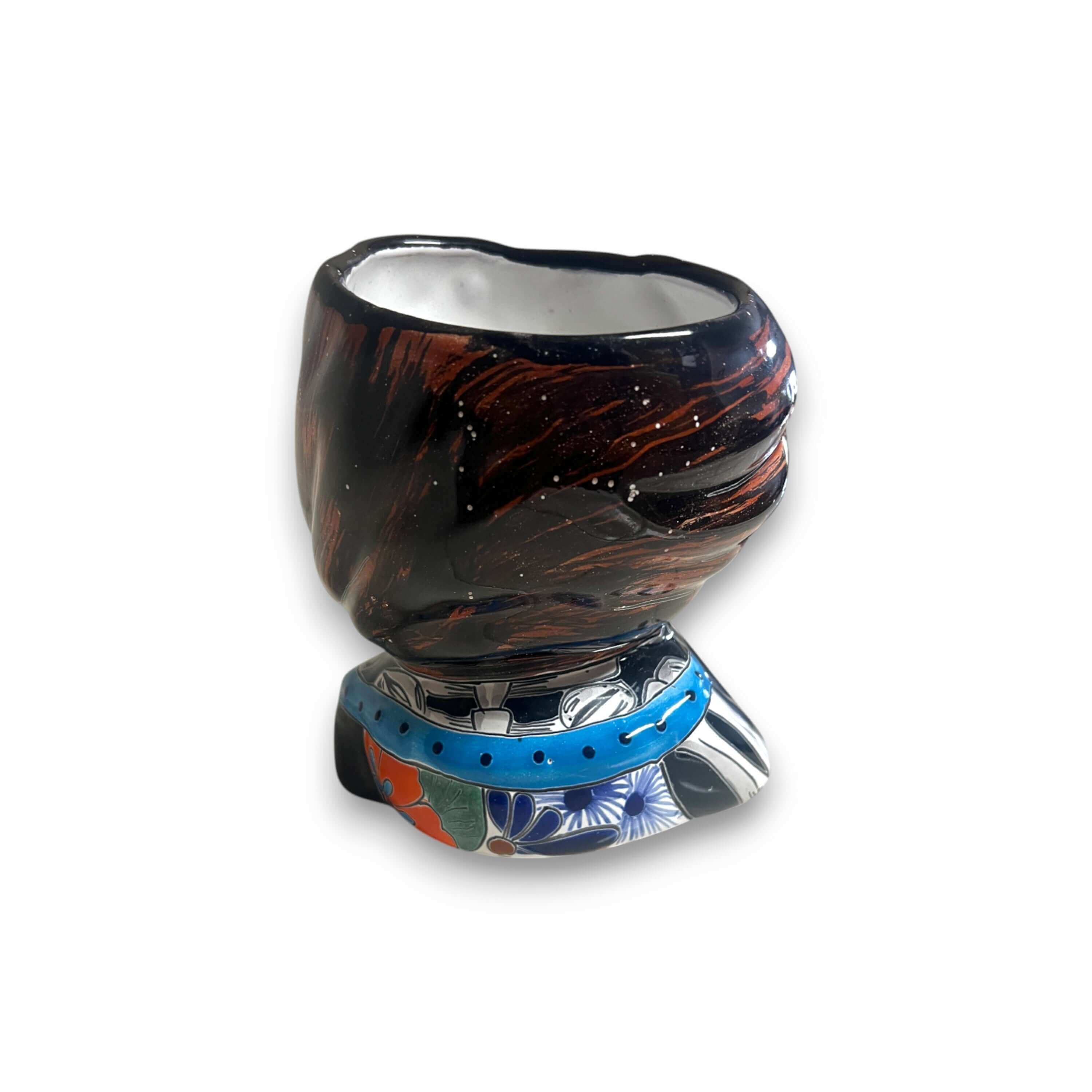 Talavera Skull Girl Planter | Hand-Painted Day of the Dead Pot