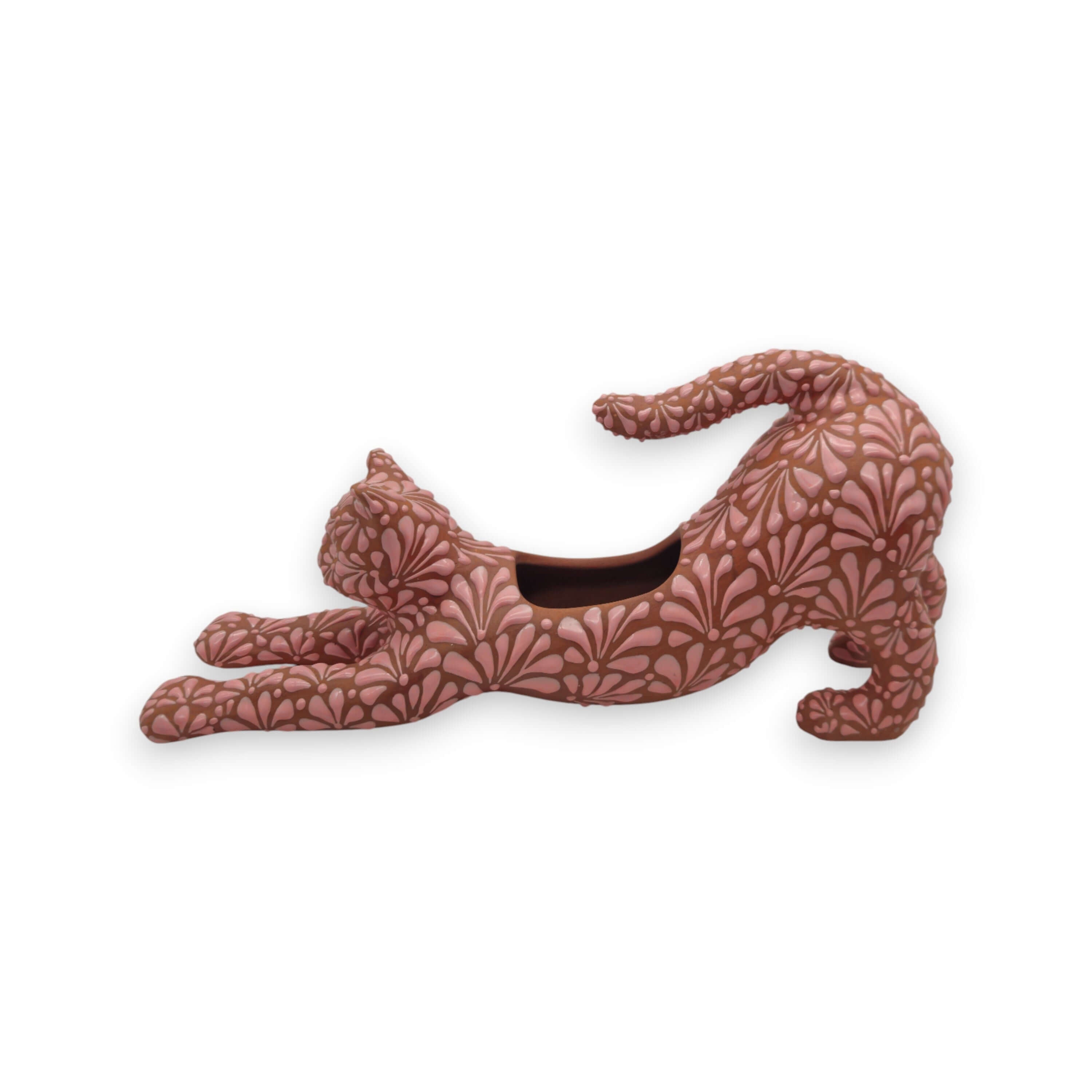 Talavera Terracotta Cat Planter | Stretching Design