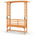 6.5 FT Tall Patio Garden Arbor with Pergola and 2-Seat Bench for Garden Backyard Decoration-Yellow