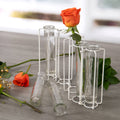 Rustic White Metal and Glass 5 Bud Vase