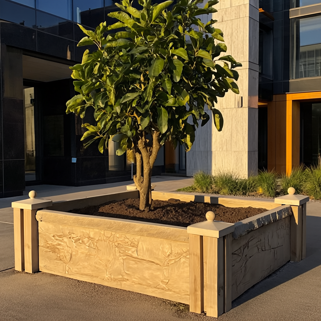 Prefabricated Concrete Garden Bed - Textured Stone