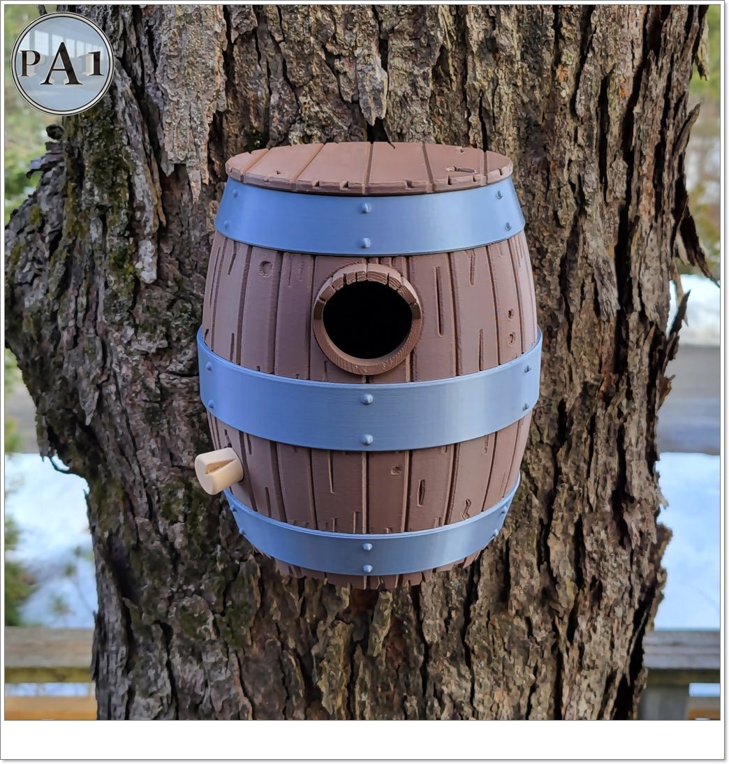 The Old Barrel Birdhouse – Rustic Whiskey Barrel-Inspired Bird House for Garden or Porch