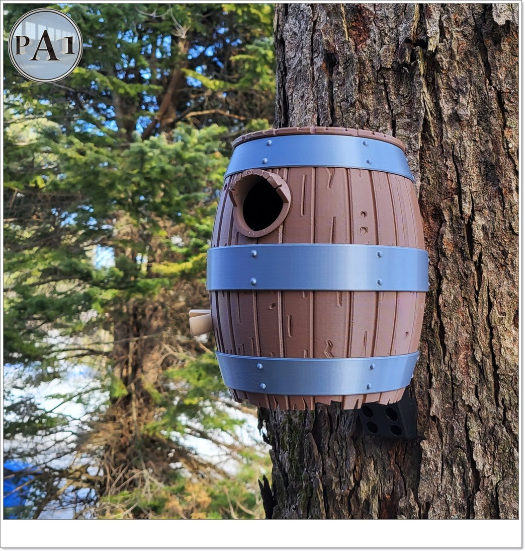 The Old Barrel Birdhouse – Rustic Whiskey Barrel-Inspired Bird House for Garden or Porch