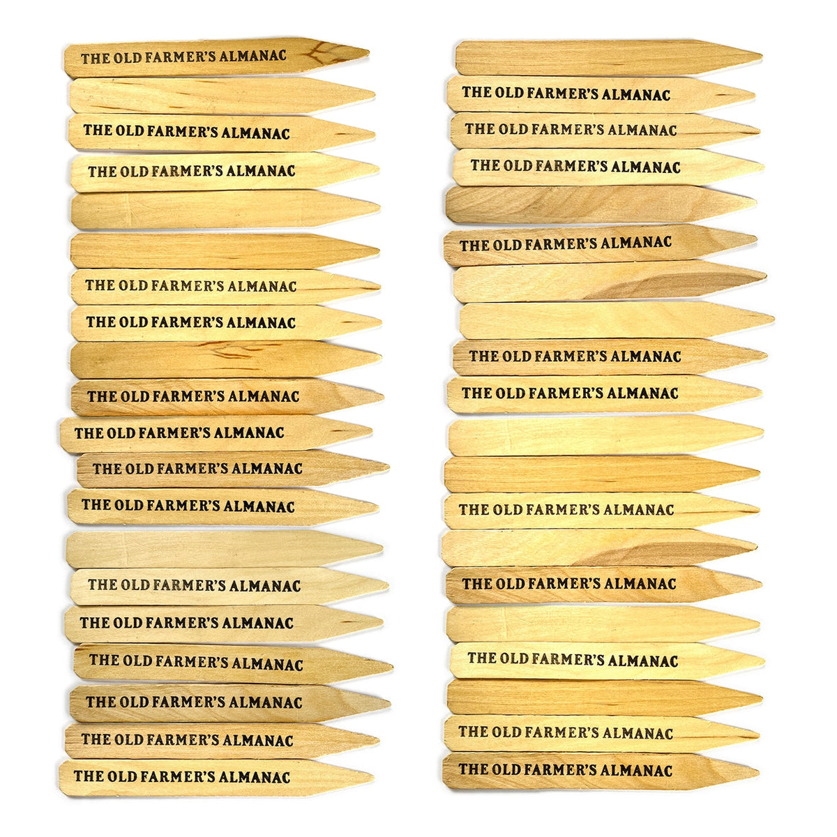 The Old Farmer's Almanac Wooden Garden Seed & Plant Markers - 40 Stakes - 8.0 x 0.875 Inches Each