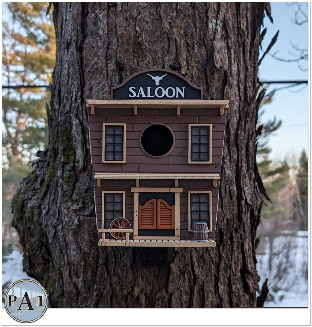 The Saloon Birdhouse – Western-Style Bird House with Old West Charm for Garden or Porch