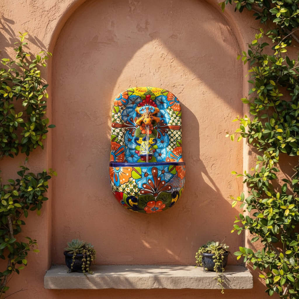 Talavera Wall Fountain | Handmade Mexican Ceramic Water Feature