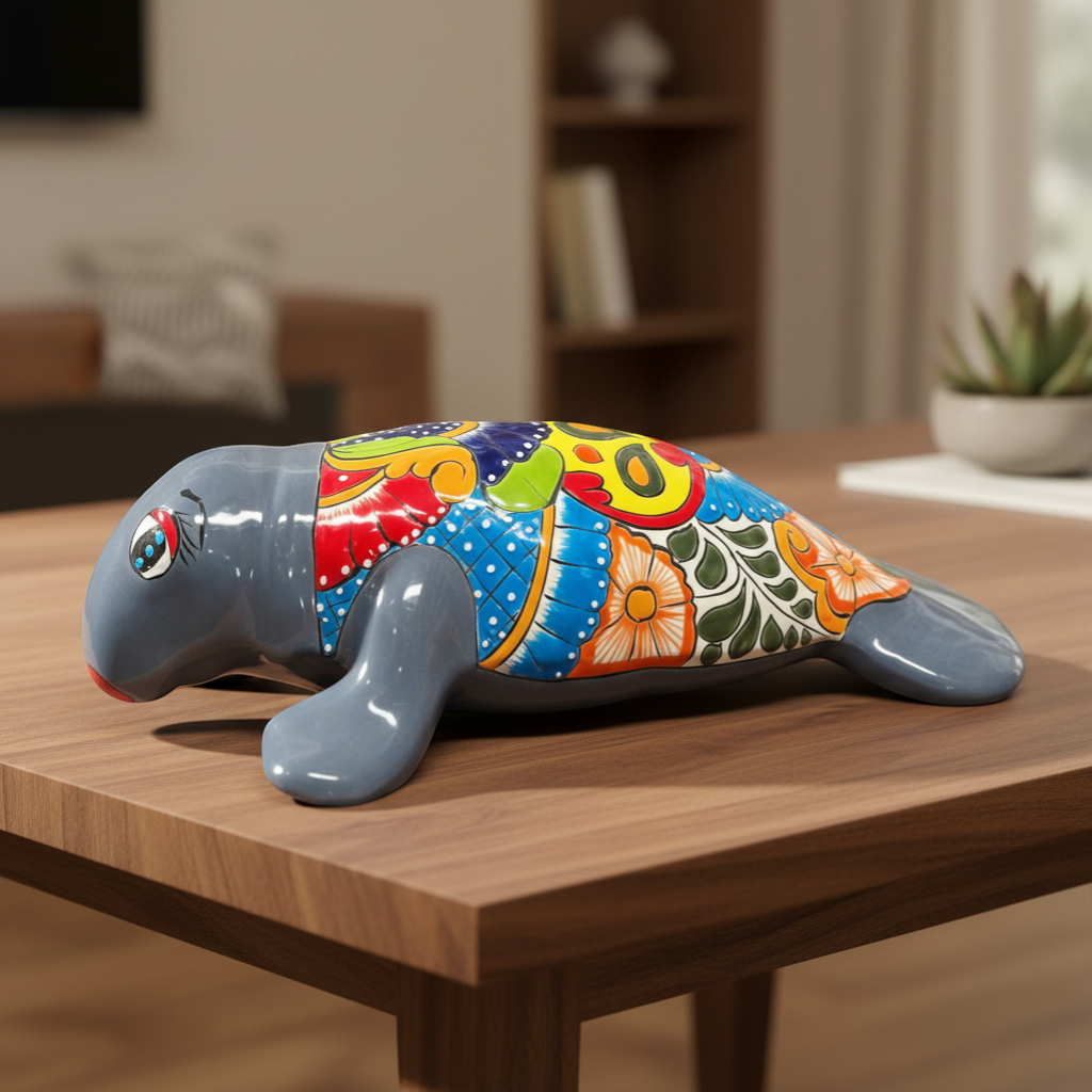 Mexican Handmade Seal Statue | Colorful Talavera Seal (Medium Size)