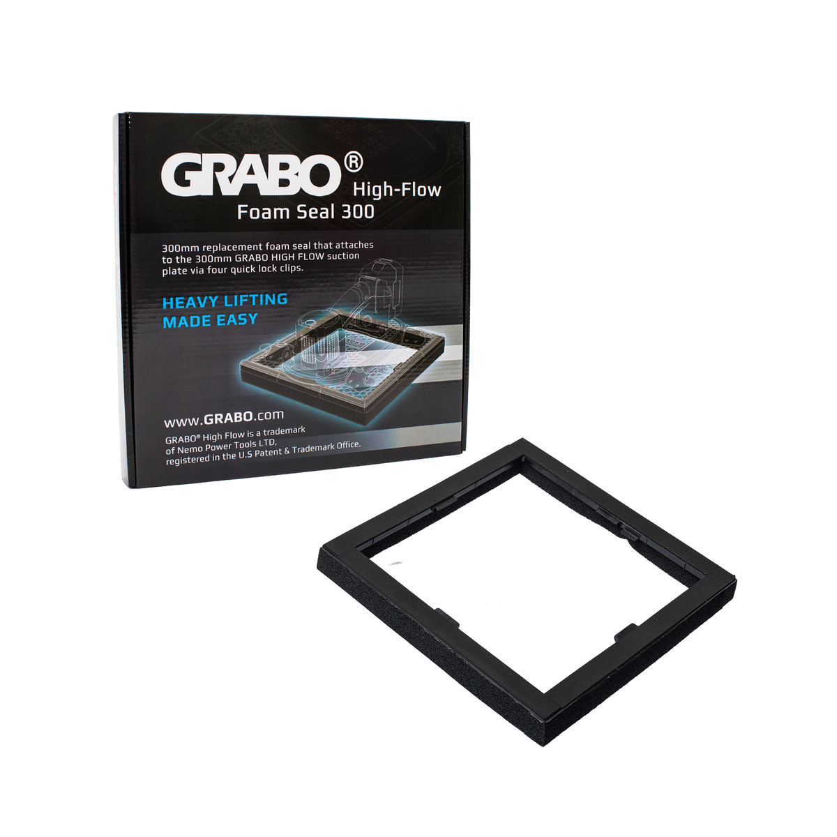 GRABO HighFlow Foam Seal 300, 12x12in Pad, Holds 150 lb