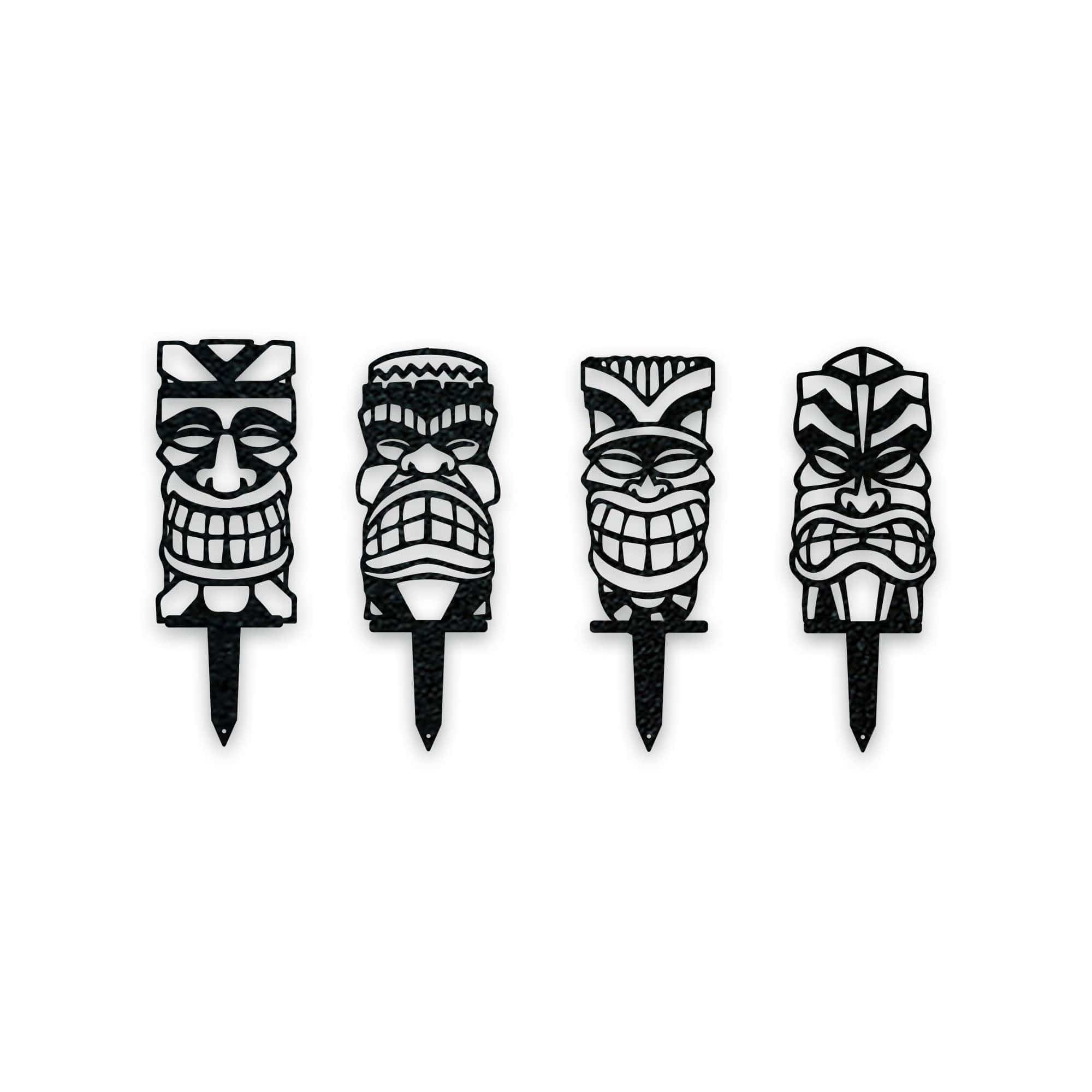 Tiki Yard or Garden Stake Set - 4 Metal Yard Signs