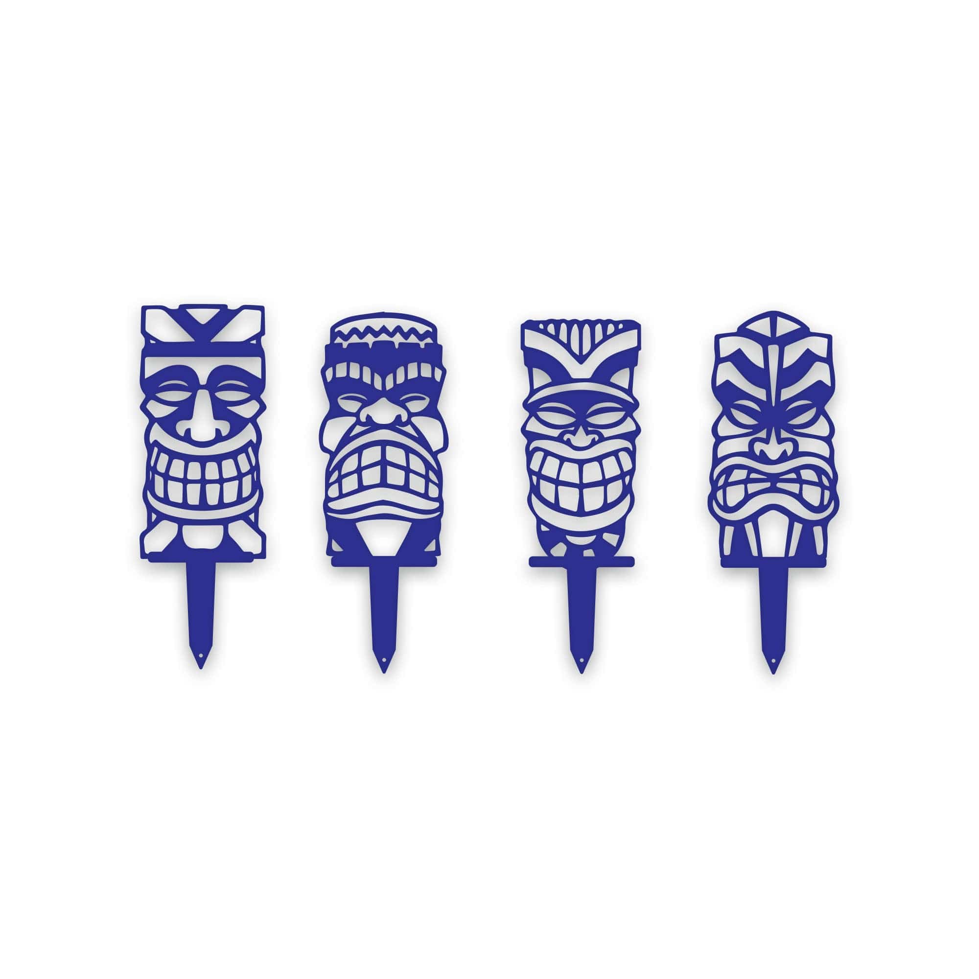 Tiki Yard or Garden Stake Set - 4 Metal Yard Signs