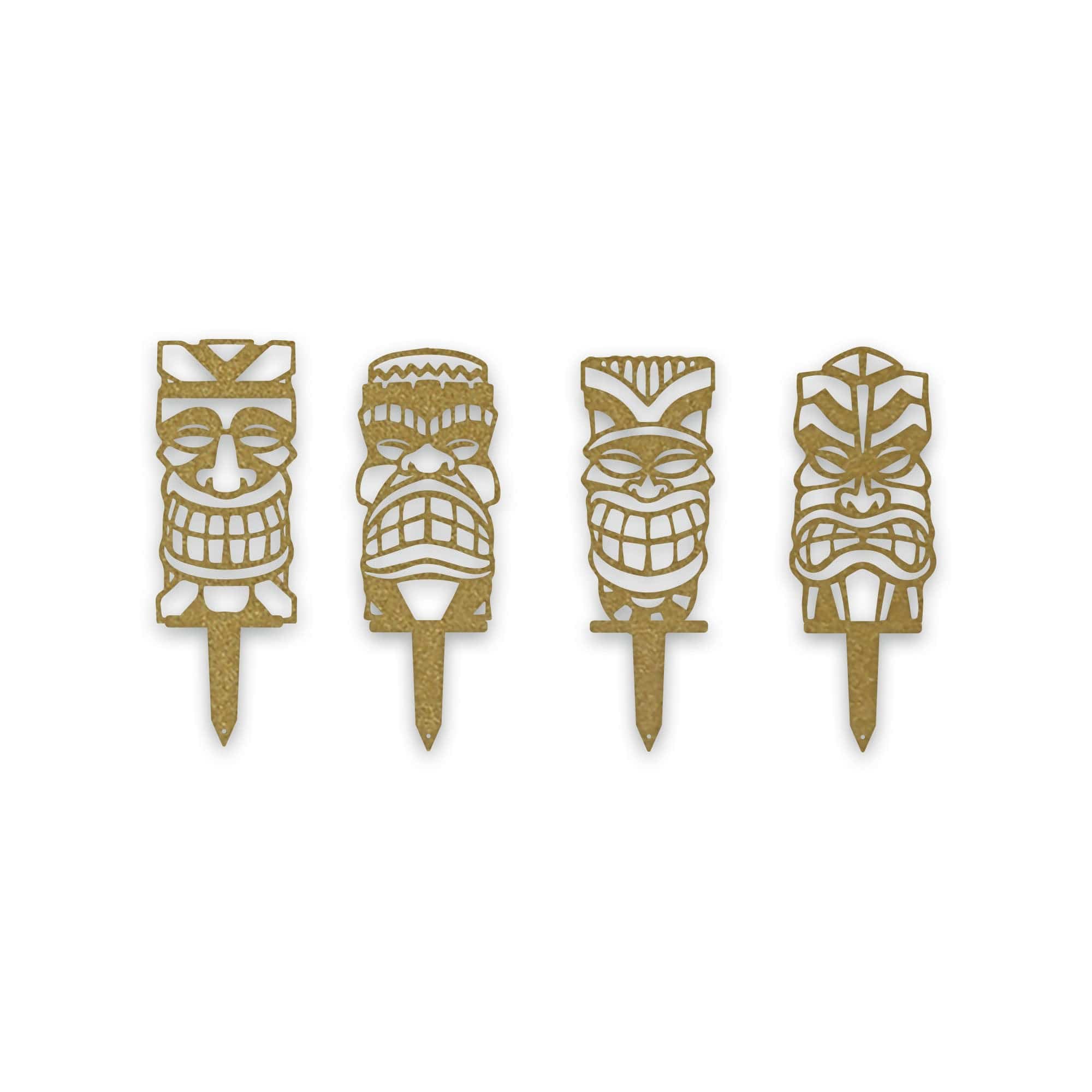 Tiki Yard or Garden Stake Set - 4 Metal Yard Signs