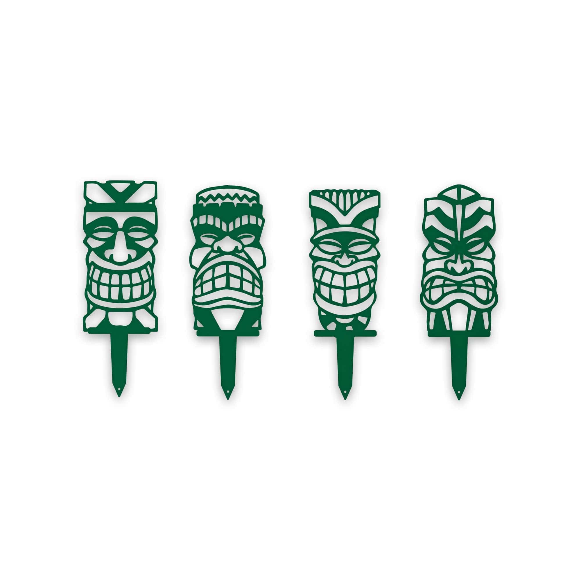 Tiki Yard or Garden Stake Set - 4 Metal Yard Signs