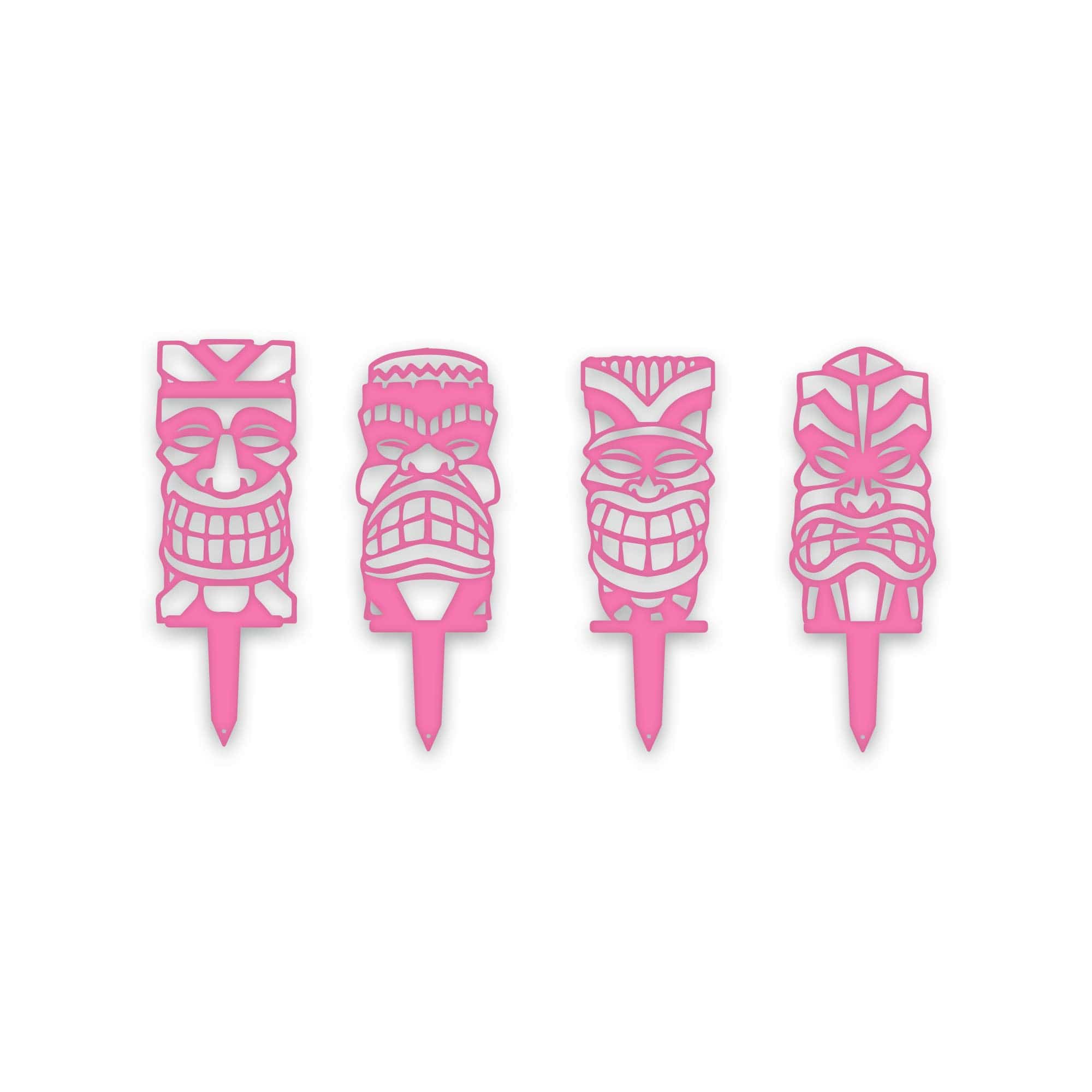 Tiki Yard or Garden Stake Set - 4 Metal Yard Signs