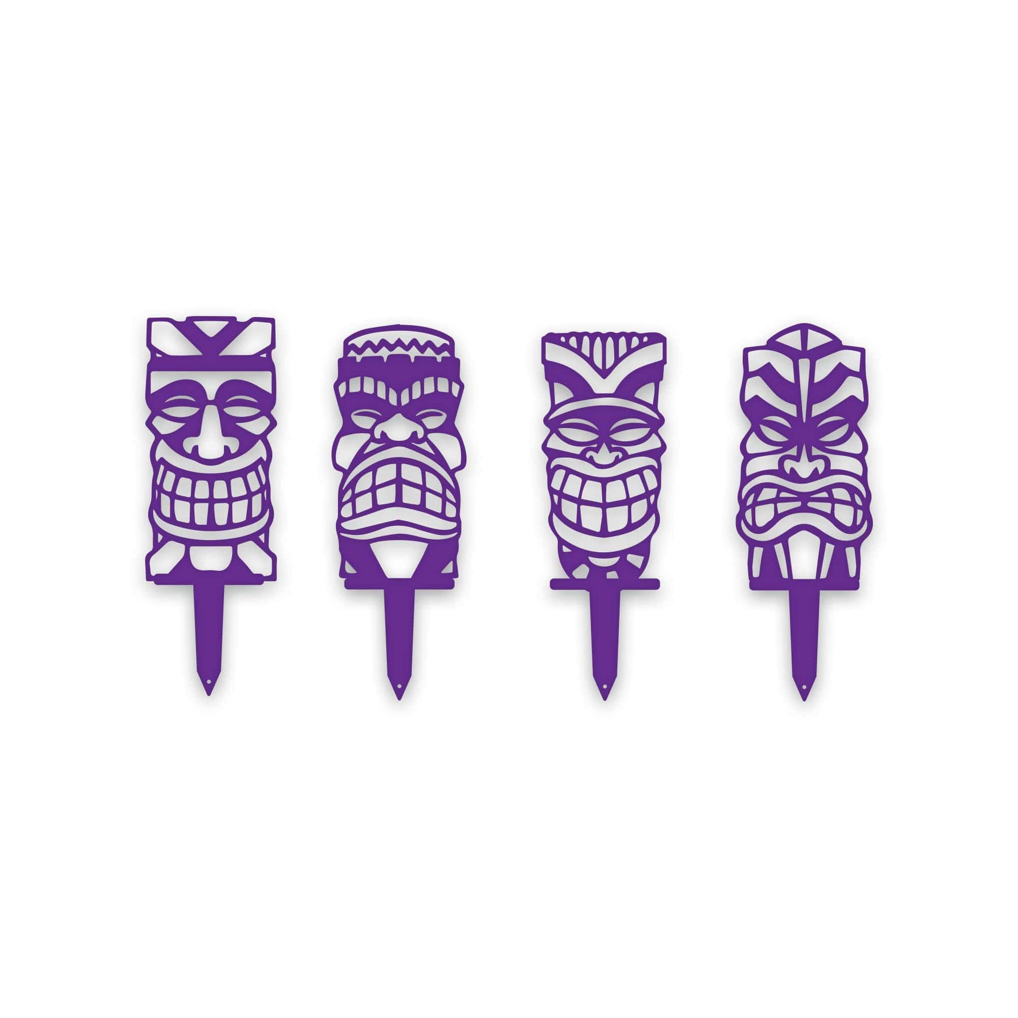 Tiki Yard or Garden Stake Set - 4 Metal Yard Signs