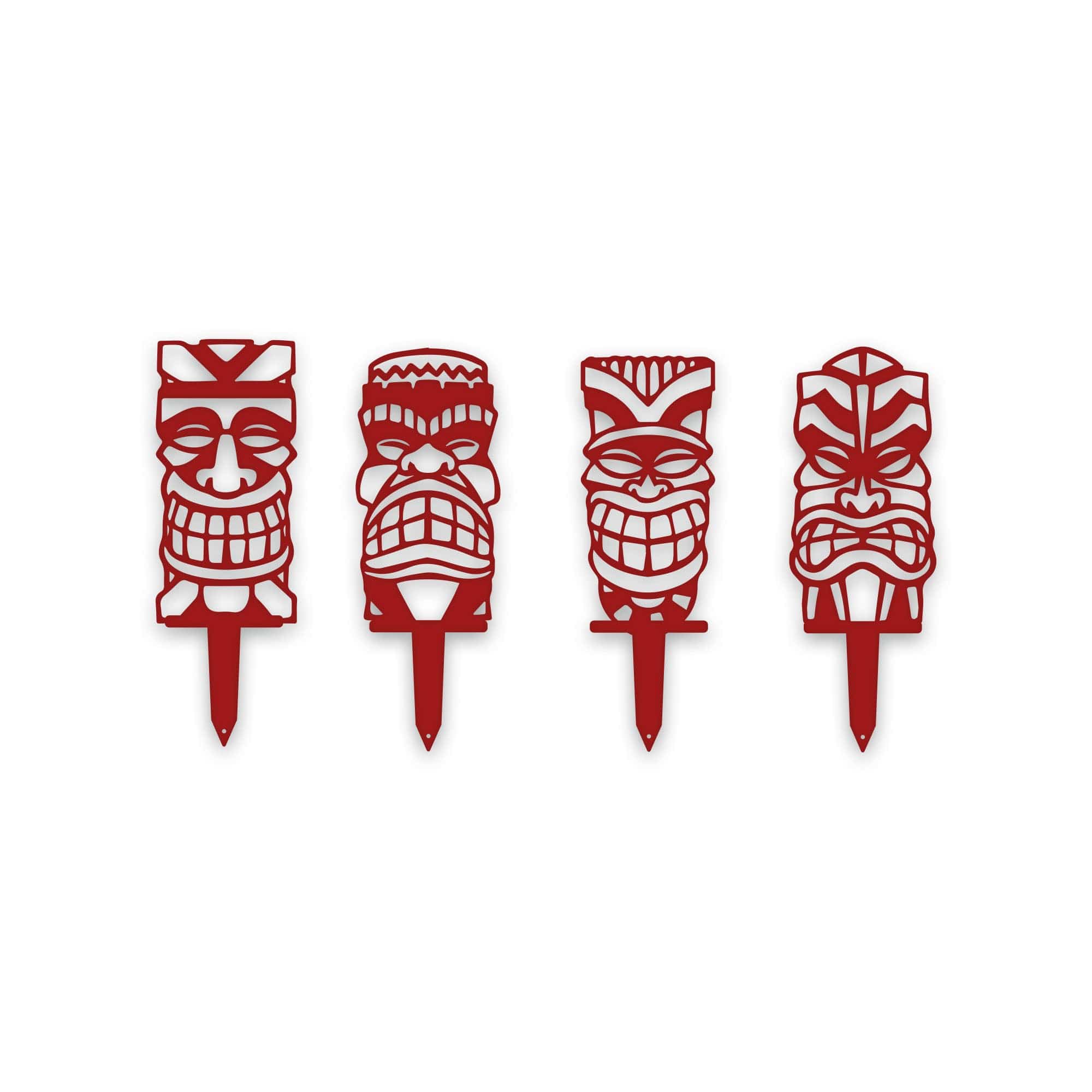 Tiki Yard or Garden Stake Set - 4 Metal Yard Signs