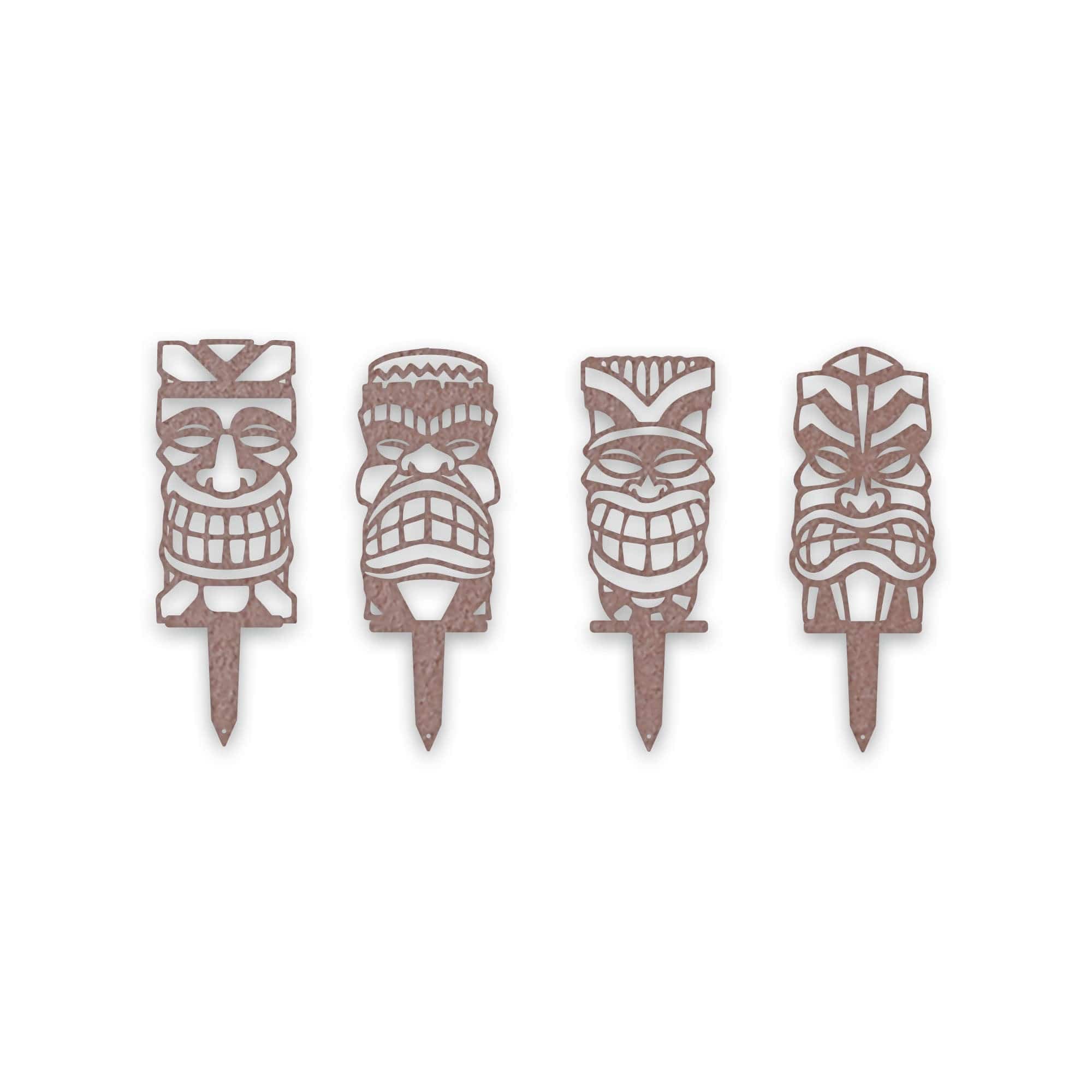 Tiki Yard or Garden Stake Set - 4 Metal Yard Signs