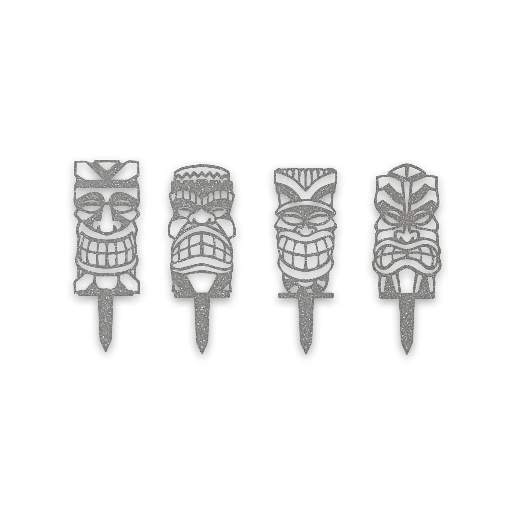 Tiki Yard or Garden Stake Set - 4 Metal Yard Signs