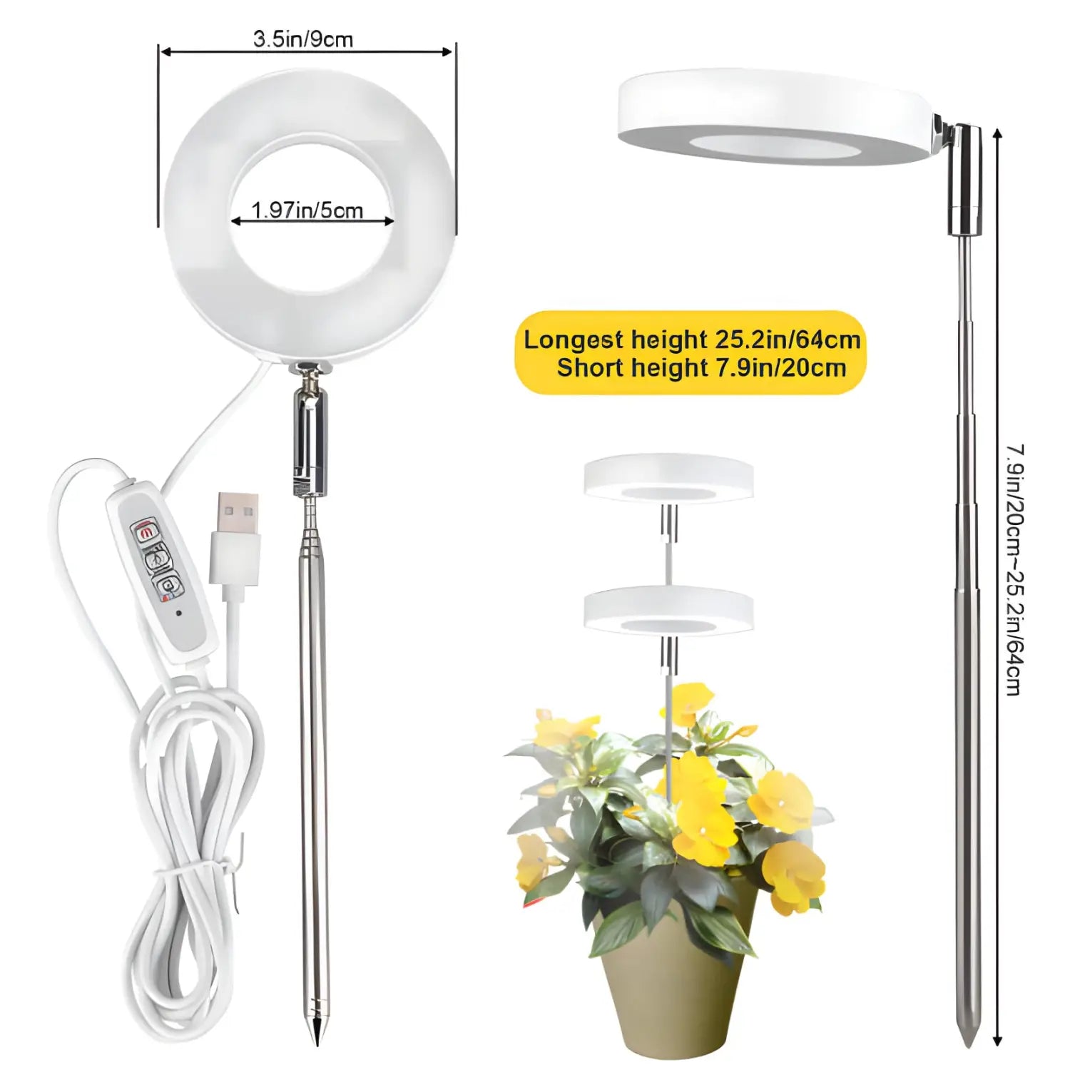 Timing Dimming Plant Grow Light for Succulent Bonsai Plants