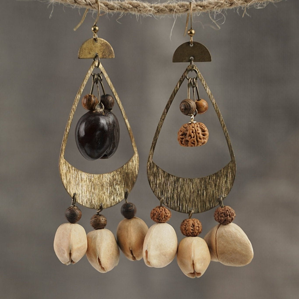 "Tribal Echo" Seed Bronze Earrings