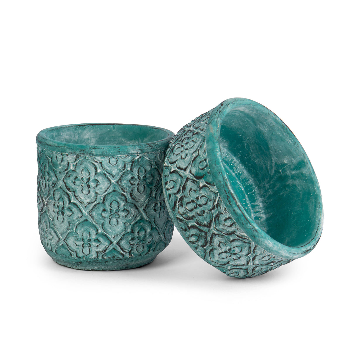 Turquoise 4.5" Cement Pot