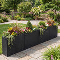 Raised Garden Bed Set of 2 with PE Rattan Wicker & Liner