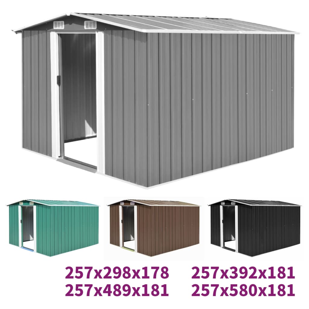 vidaXL Outdoor Storage Shed Garden Shed Metal Storage Backyard Patio Shed Gray