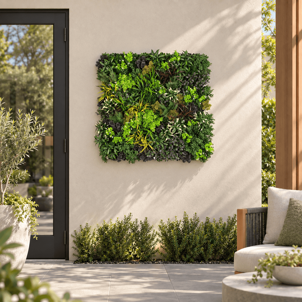 Vivid Green Floral Fusion Artificial Vertical Garden Green Wall Panel 40×40in 11 SQ FT – UV Resistant – Commercial Grade