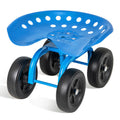 Costway Garden Rolling Workseat with 360 Swivel Seat and Adjustable Height-Blue
