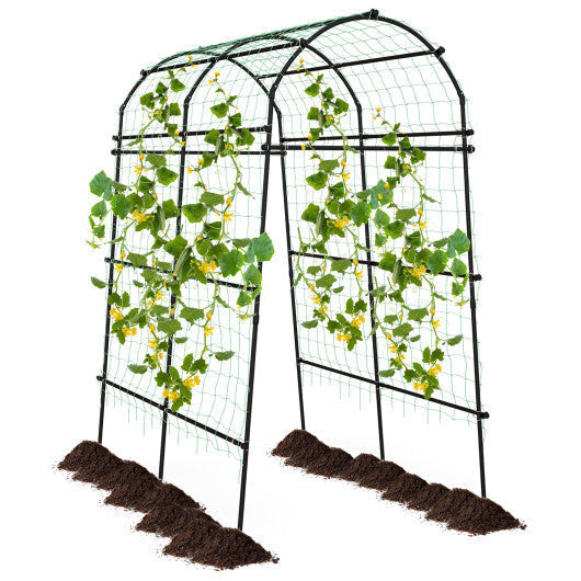Costway 1 PCS 7.5FT Garden Arch Trellis Outdoor Plant Support Archway for Climbing Vine Flower