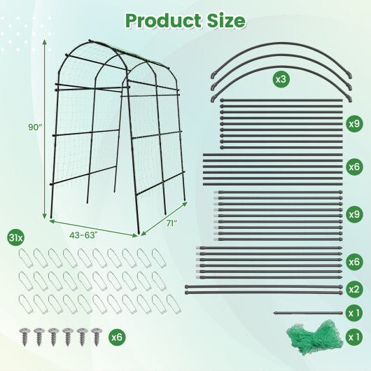 Costway 1 PCS 7.5FT Garden Arch Trellis Outdoor Plant Support Archway for Climbing Vine Flower