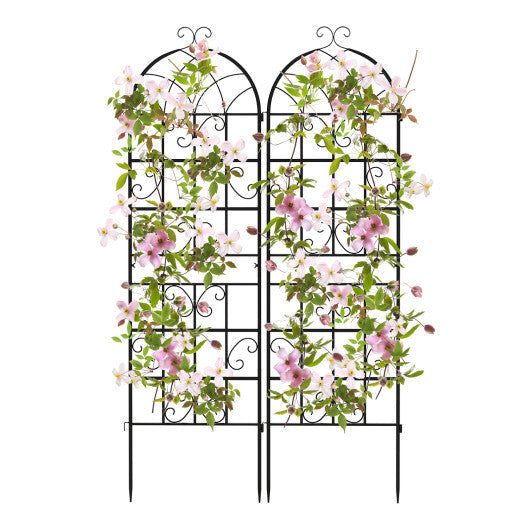 Costway 71" Tall Metal Garden Trellis for Climbing Plants 2 Pack Fence Panels Retro
