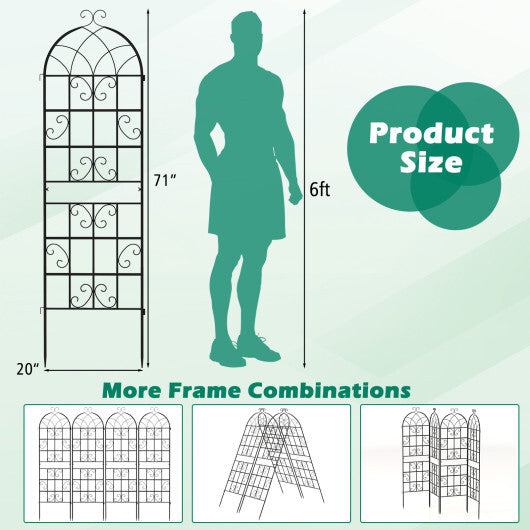 Costway 71" Tall Metal Garden Trellis for Climbing Plants 2 Pack Fence Panels Retro