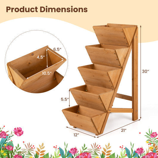 Costway 1 PCS 5-tier Vertical Raised Garden Bed with Legs for Growing Vegetables Flowers Herbs Orange