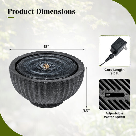 Costway 18" Outdoor Round Sphere Water Fountain with LED Lights & Pump for Garden Patio