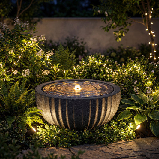 Costway 18" Outdoor Round Sphere Water Fountain with LED Lights & Pump for Garden Patio