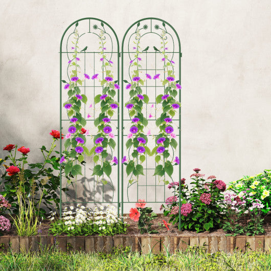 Costway 2 Pack Rustproof Metal Garden Trellis 71" x 20" Wire Lattice Panel for Patio Green