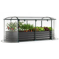 Costway 6 x 2 x 1 FT Color Steel Raised Garden Bed with Greenhouse Cover  Roll-up Window Black + Transparent