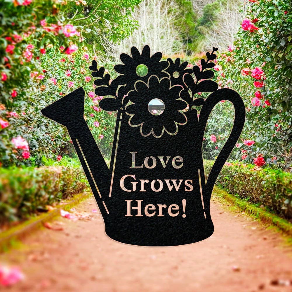 Watering Can Gardening Monogram - Metal Sign