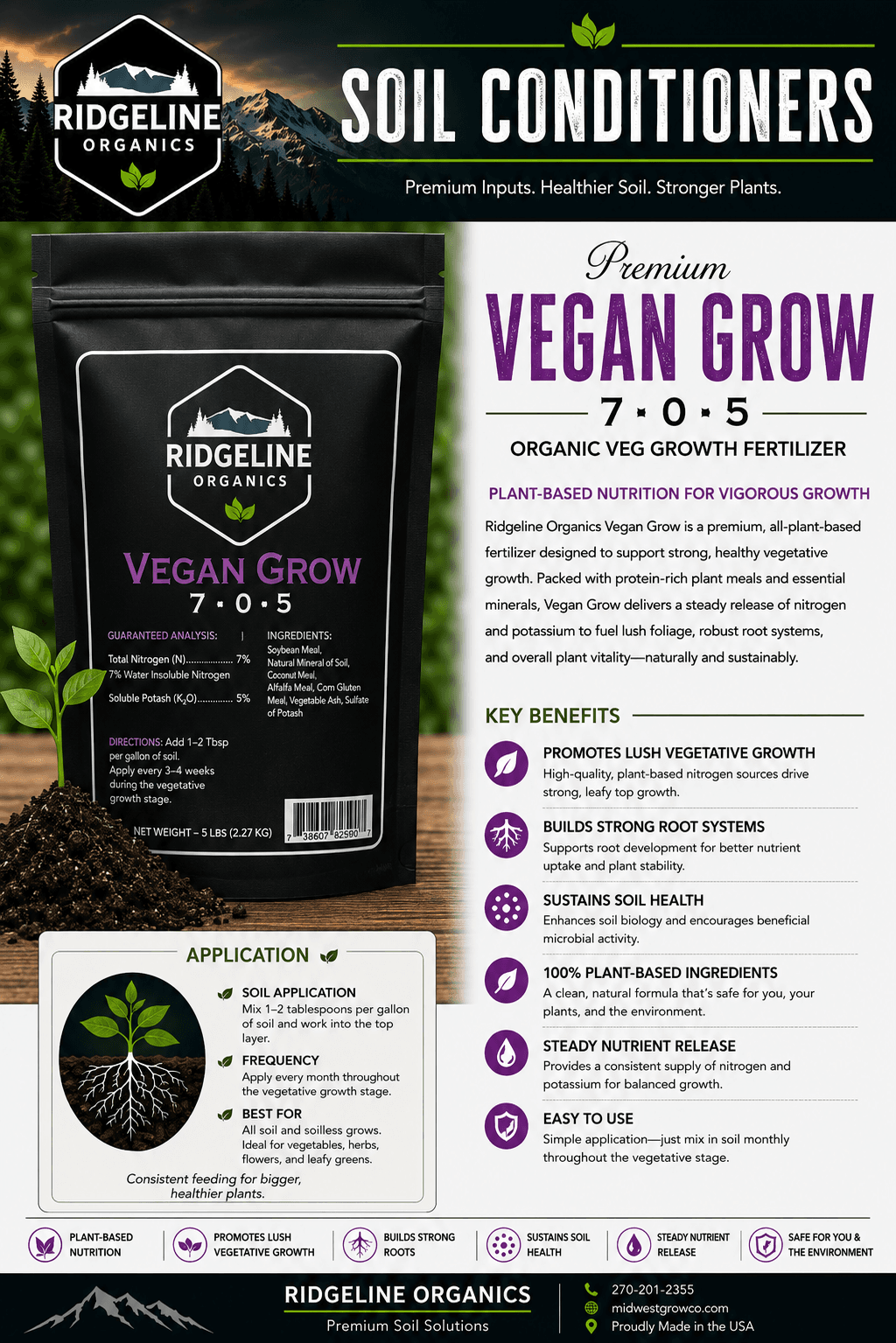 Ridgeline Vegan Grow Granular Fertilizer