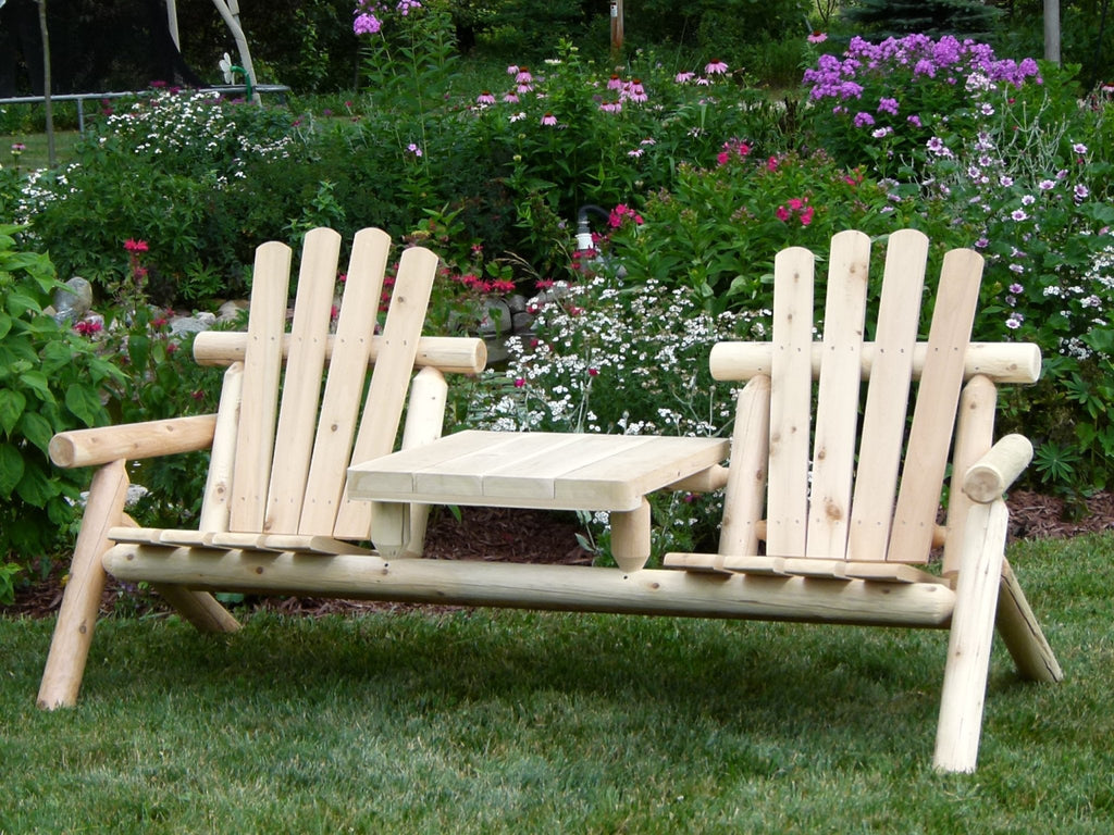 Handmade Wooden Garden Bench with Middle Table