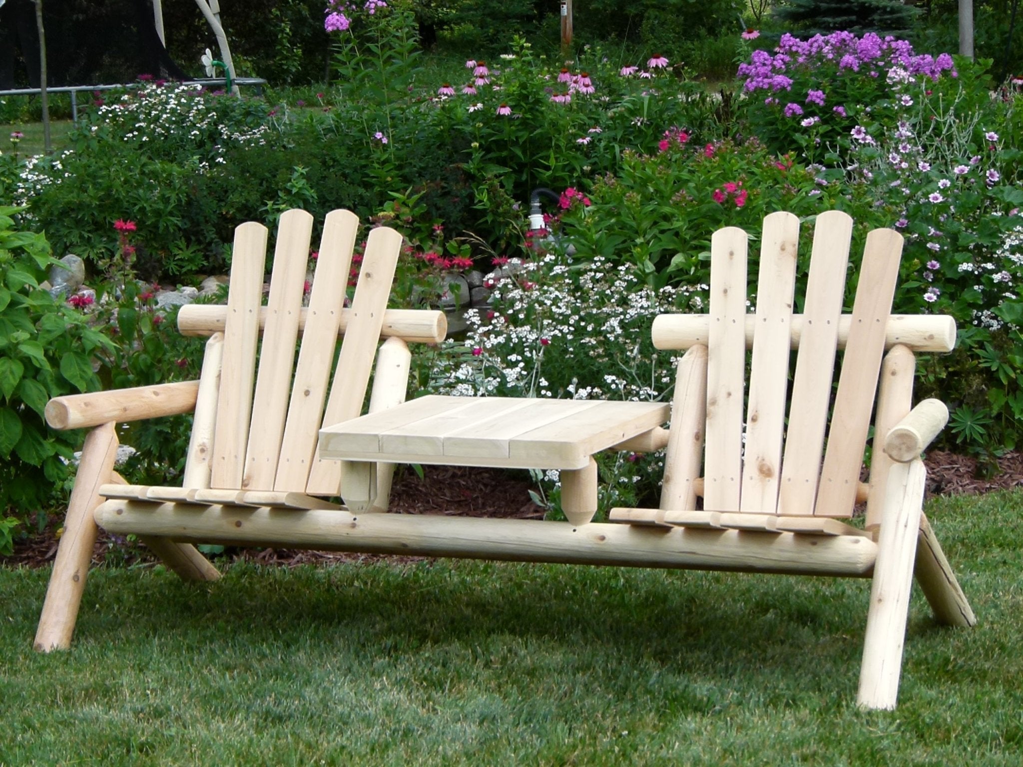 Handmade Wooden Garden Bench with Middle Table