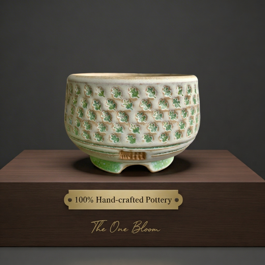 WS0010 Artisan Handcrafted Pottery Planter Pot - Pot rim diameter: 3.5"