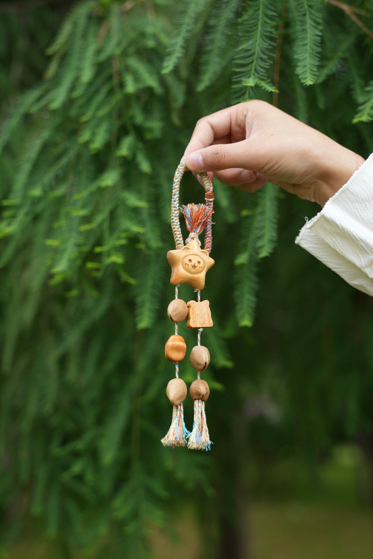 "The Happy Star" - Carved Wood Smiling Star & Toast Bag Charm