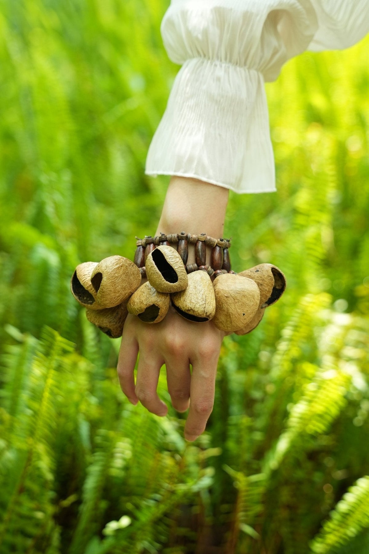 "The Forest Rhythm" - Natural Seed Shell Wrist Rattle & Percussion Bracelet